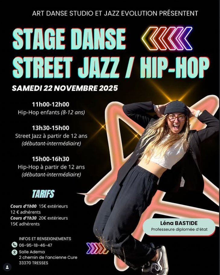 Affiche du stage Street Jazz / Hip-Hop du 22 novembre 2025
